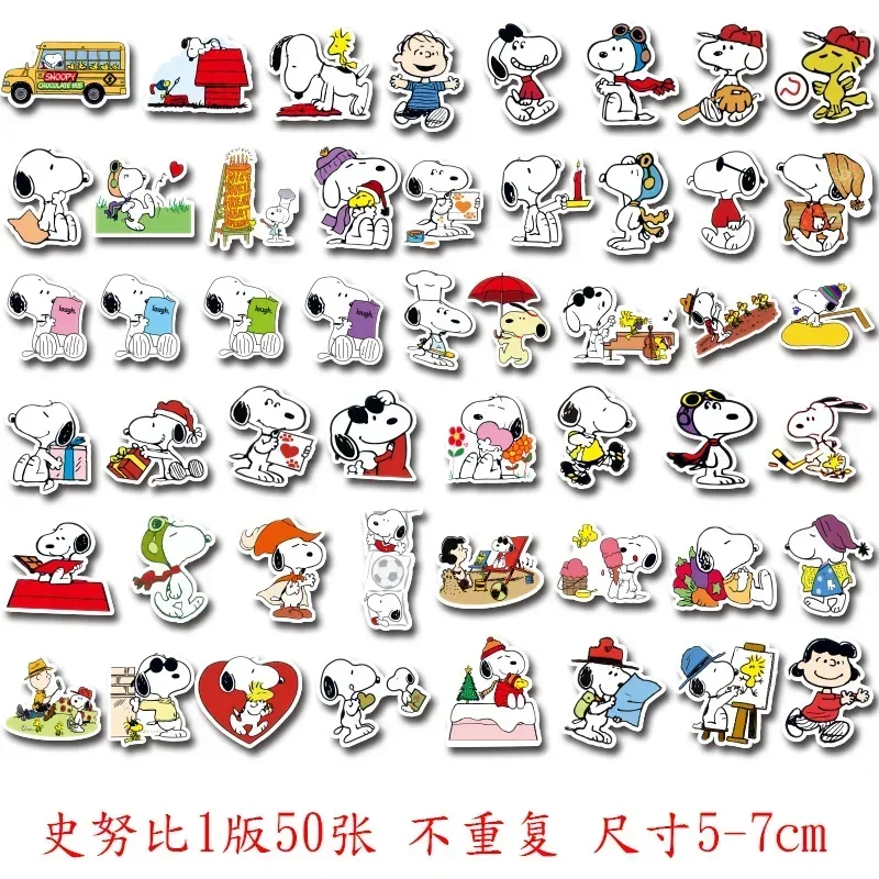 thumbnail image 1 of 50/100 piezas de pegatinas de dibujos animados de Snoopy Charlie Brown de PVC a prueba de agua, lindas pegatinas de animación para equipaje de niños, calcomanías para cuadernos, decoración de juguetes, 1 of 5