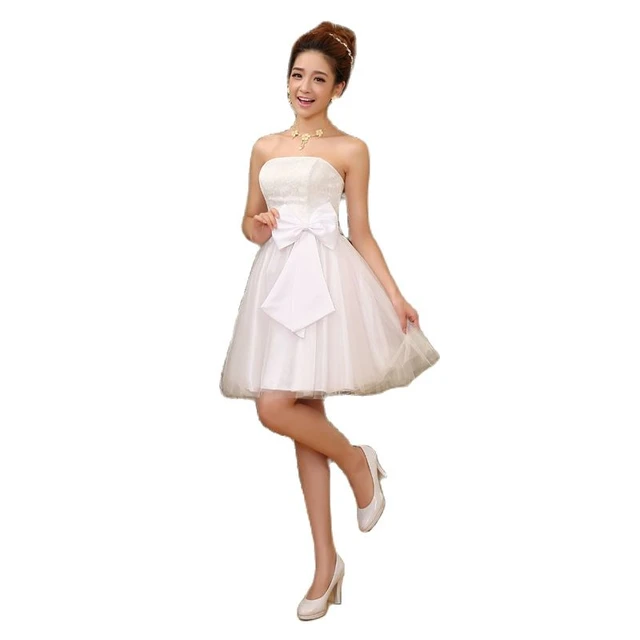 Champanhe branco vermelho vestidos de dama de honra jovem festa de  formatura vestido feminino formatura vestidos com arco curto tule robe -  AliExpress