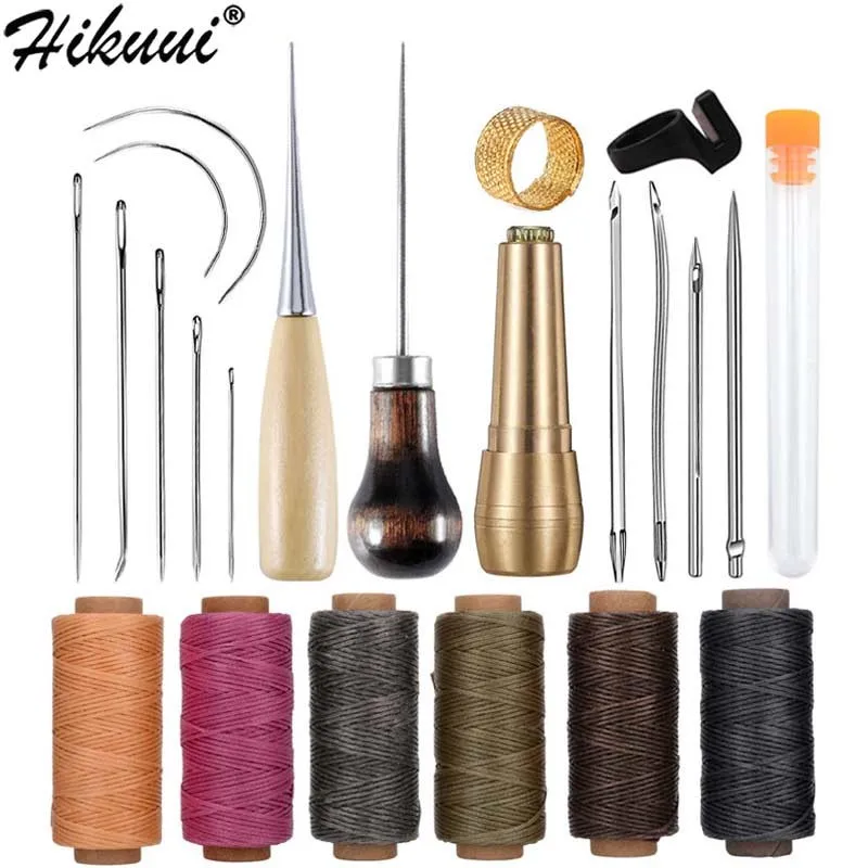 23Pcs Home Sewing Kit With Large Eye Stitching Needles Awl 30M Flat