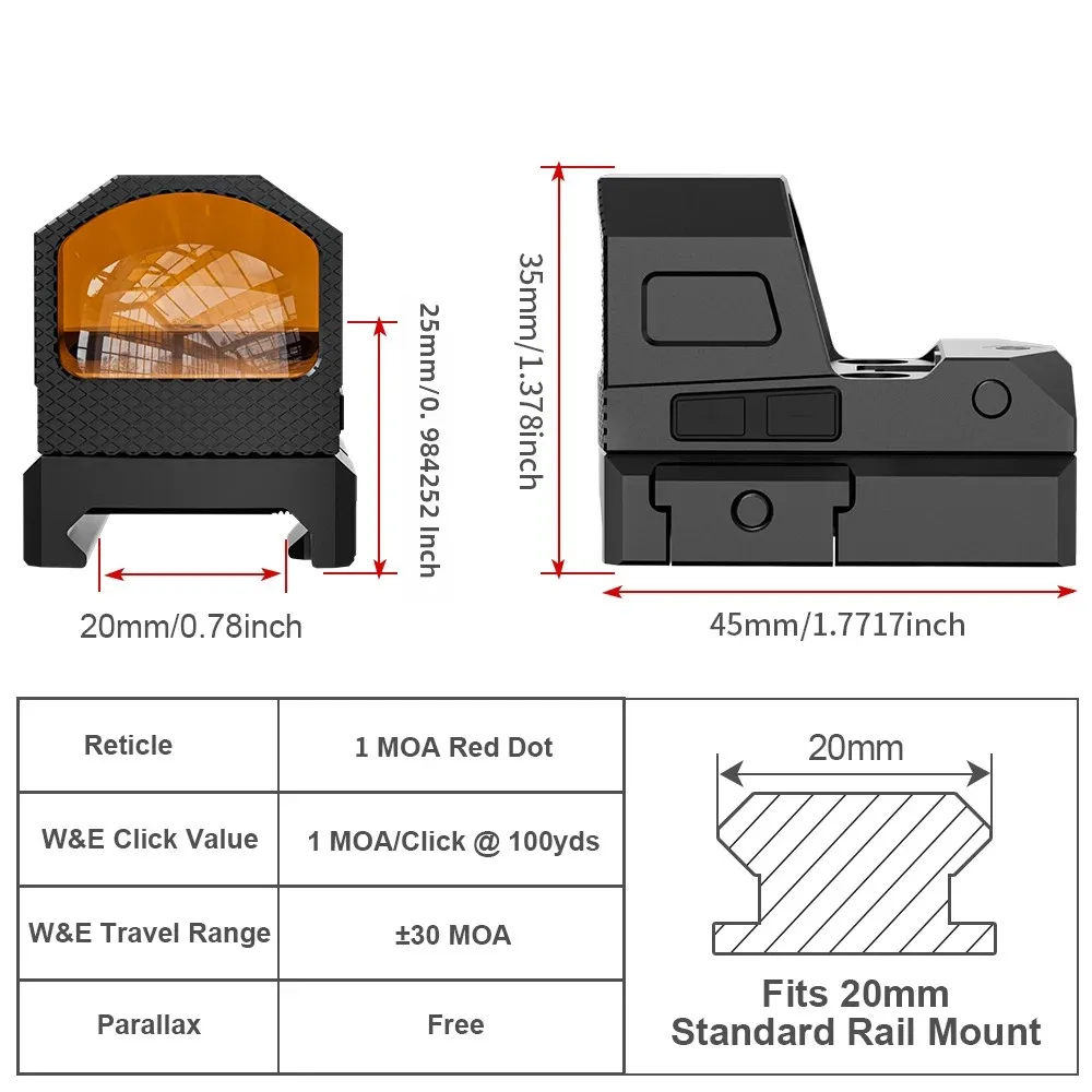 KF-20 Red Dot Aiming Multi-Grid MOJ Footprint Motion Sensor Compatible with G17 for Sports & Entertainment