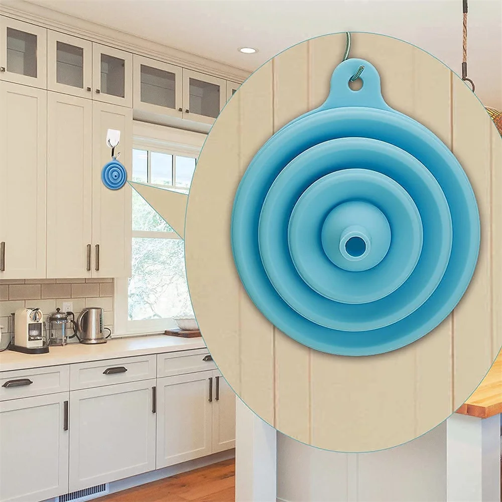 식품 액체 이동용 접이식 주방 깔때기, 실리콘 깔때기, 소형 및 대형 깔때기, 1 PC