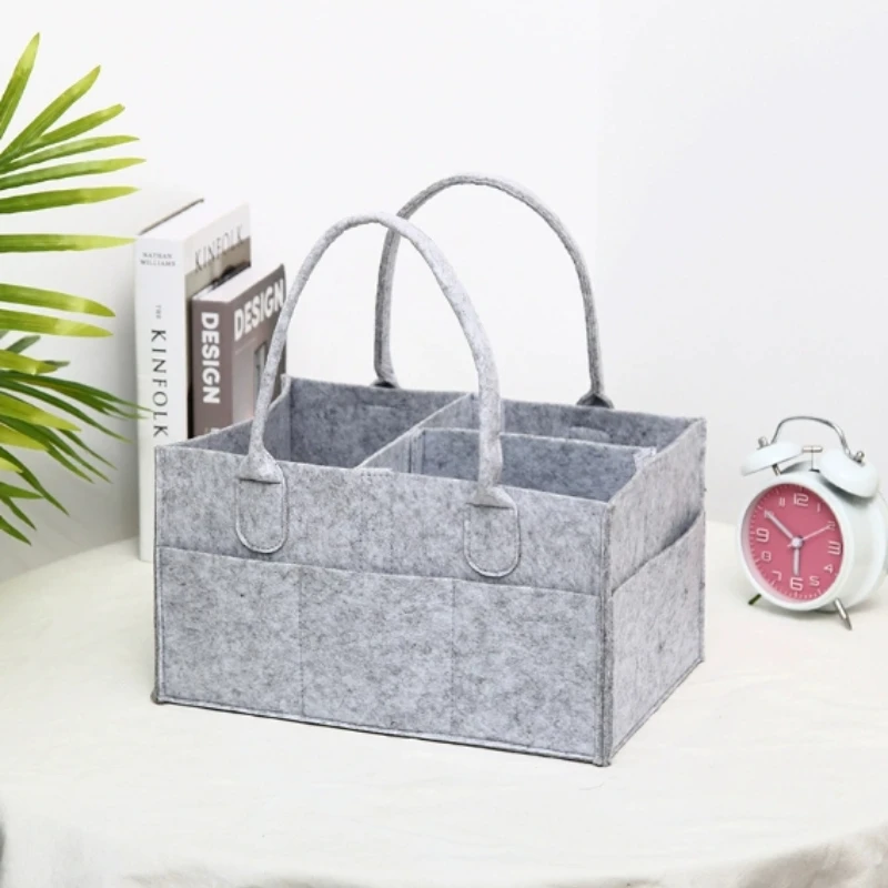 Durable children's felt diaper storage bag, baby miscellaneous toy diaper, large capacity felt diaper bag, wardrobe storage bag