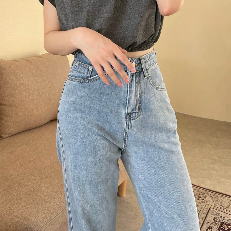 jeans women JMPRS Patchwork Women Streetwear Jeans Fashion Blue Summer Loose High Waist Straight Thin Denim Pants High Street Stacked Jeans cargo pants for women