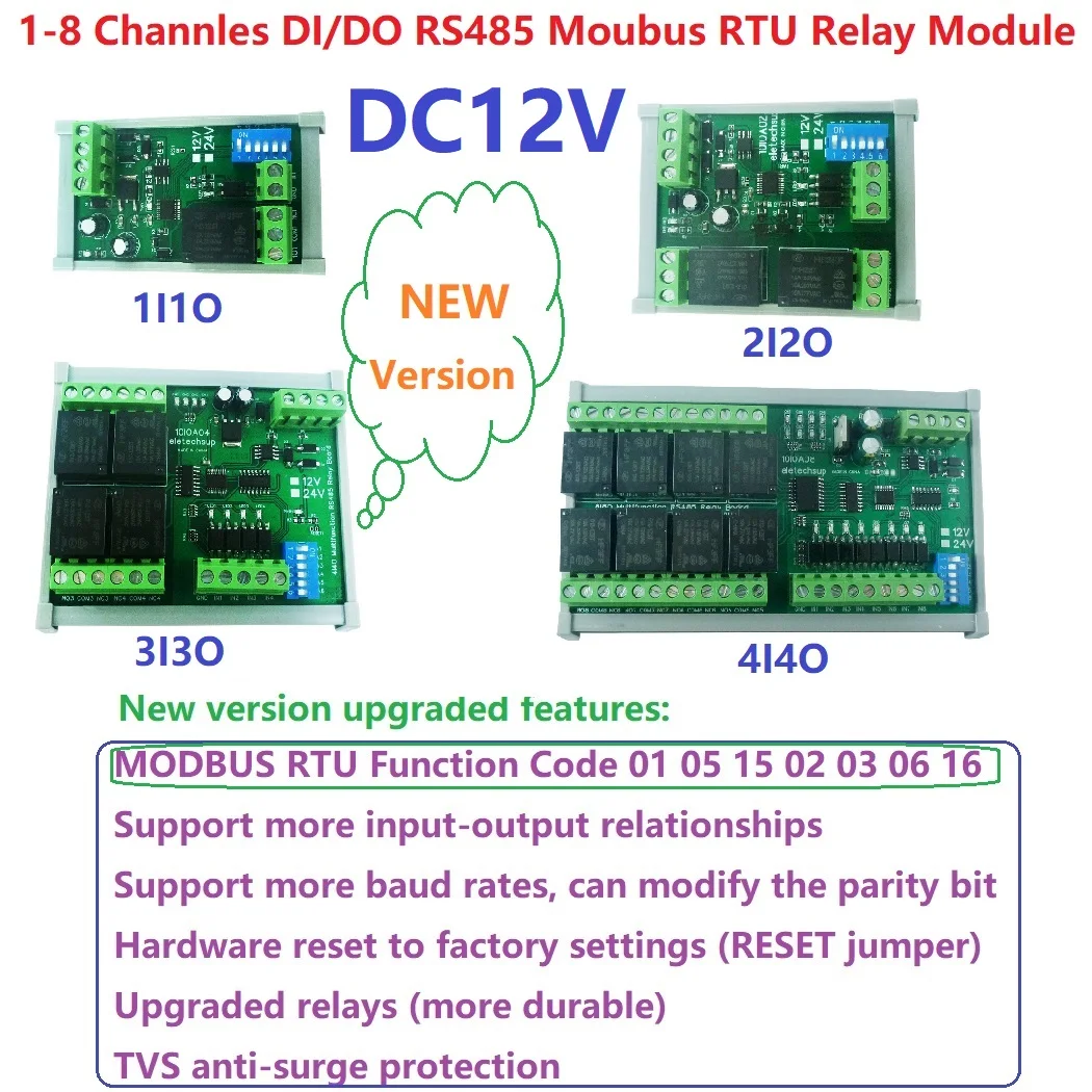DI-DO PLC IO Expanding DC 12V 1-8Ch Optically Isolated NPN Input Relay ...