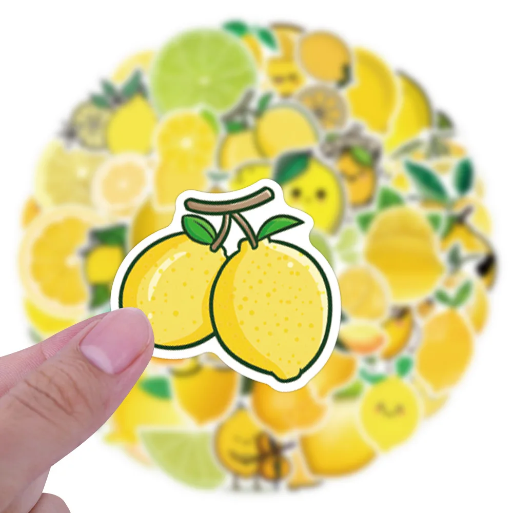 60Pcs 귀여운 레몬 스티커 비닐 방수 노트북 전화 케이스 노트북 물병 장난감 DIY 장식 스티커