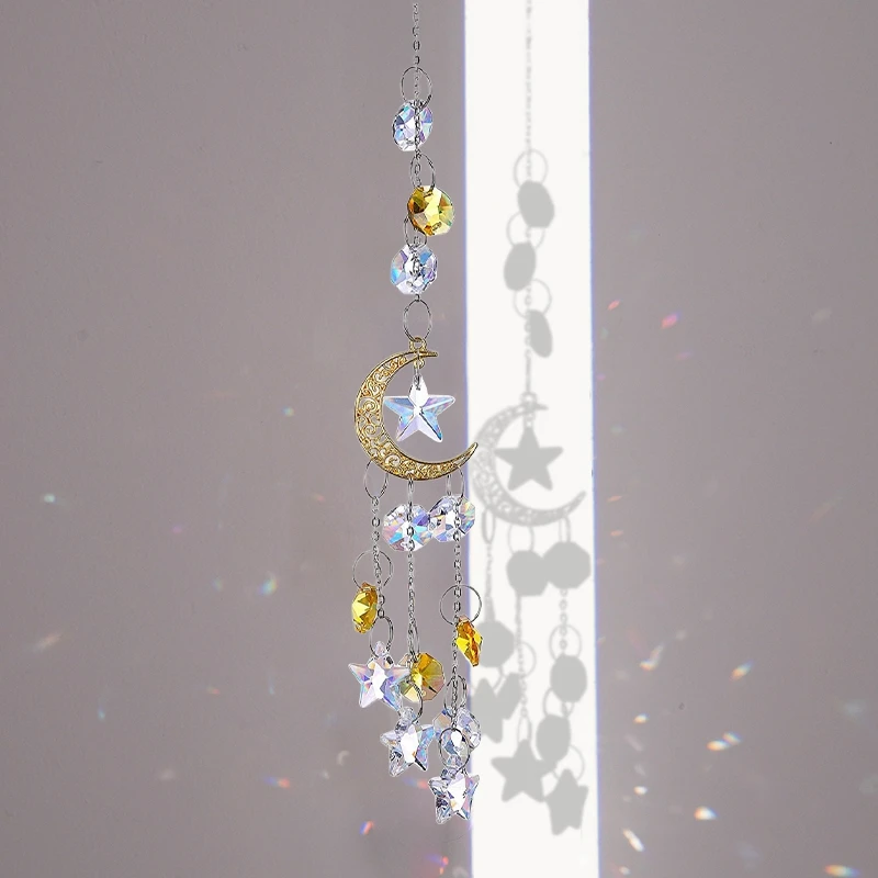 Suncatchers Light Catcher Hanging Crystal Moon Catcher Pendants Rainbow Maker Garden Home Window Wind Chimes Charm Decoration sun catcher sun catchers window ornament