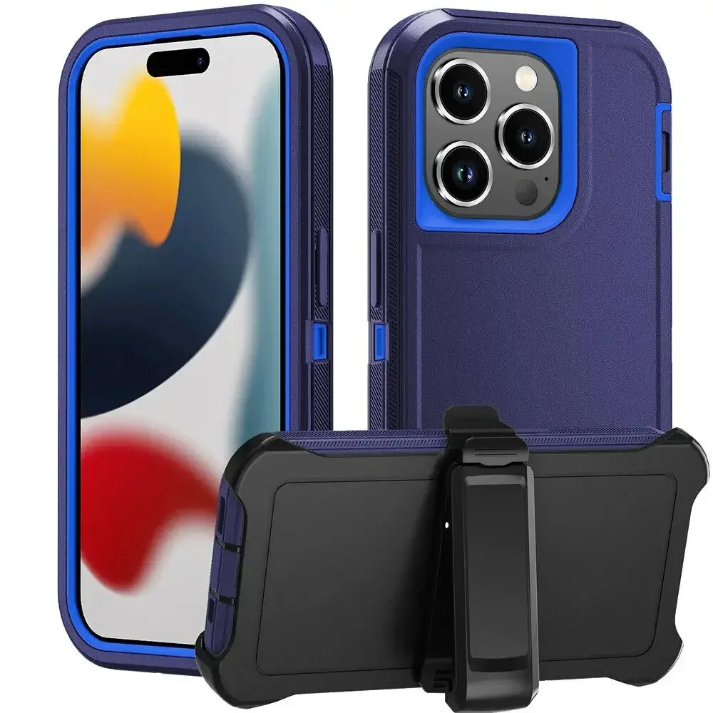 Heavy Duty 3-in-1 Defender Armor Phone Case with Back Belt Clip