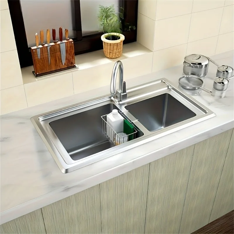 Sponge Holder, Brush and Soap Dishwashing Liquid Drainer Basket - Essential Kitchen Accessory for Easy Cleaning and Organization