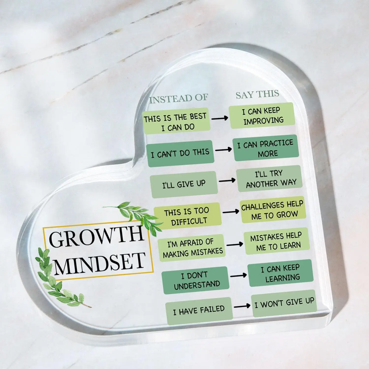 성장 마인드셋 장식, 당신의 마인드셋 장식 변경, 아크릴 영적 영감 선물, 영감 선물