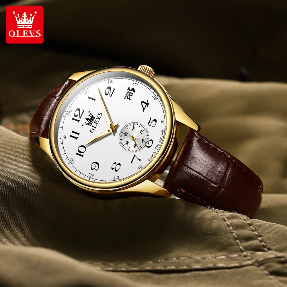 OLEVS 3622 ساعة كوارتز كرونوغراف للرجال حزام جلدي...