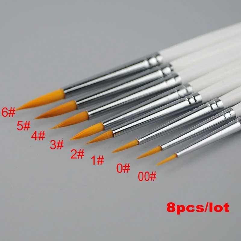 8pieces /lot 00#~6# Outline Pen Pointed Painting Brush Combo for Model Building Military Model DIY X377