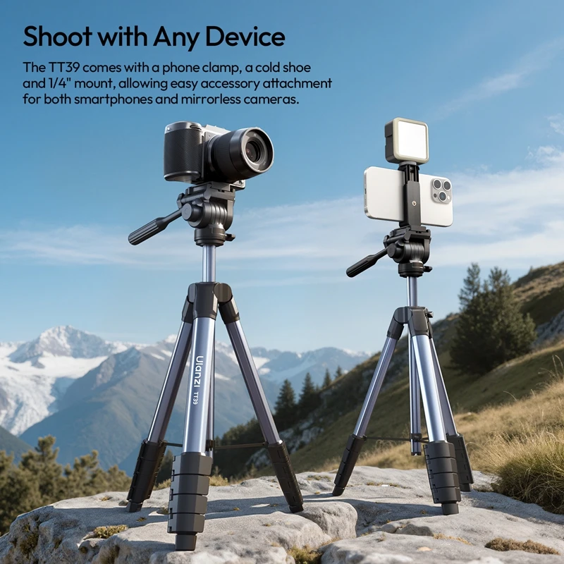 Ulanzi TT39 Video Tripod for Smartphone Camera Video Light Livestream Vlog Shot with Phone Clamp Horizontal Vertical Photography - Ảnh 5