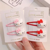 2PCS Sanrio Girl Hair Clip Kawaii Hello Kitty Cartoon BB Hair Clip Girl Hairs Accessories Headwear Bangs Clip Bow HairClips Gift 1