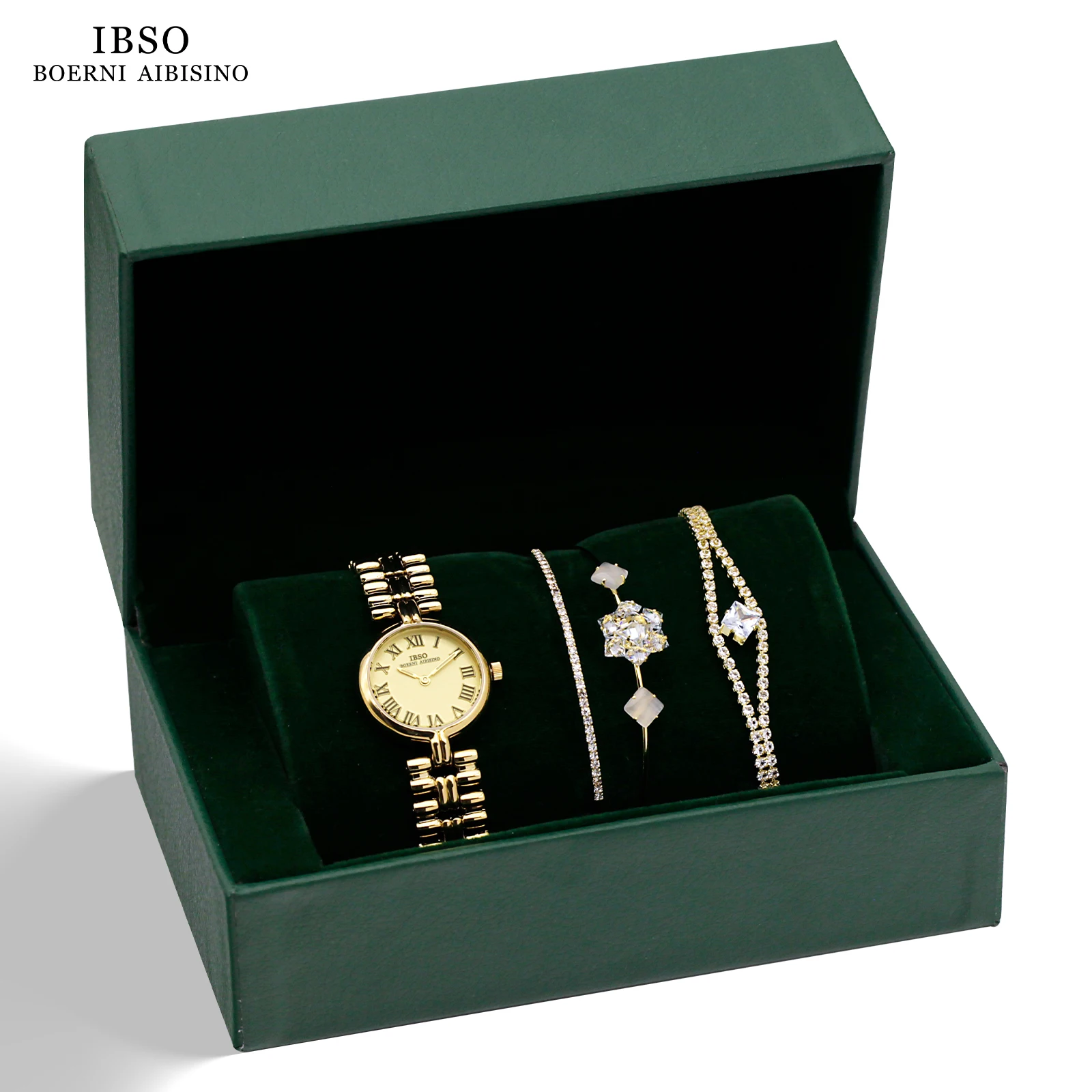 IBSO Brand Women Luxury Gold Watch Necklace Set Female Jewelry Set Fashion Creative Crystal Quartz Watch Lady's Gift