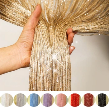 Glitter Door String Curtain Silver Ribbon Shiny Tassel Flash Line Curtain Valance for Window Room Home Decoration 1
