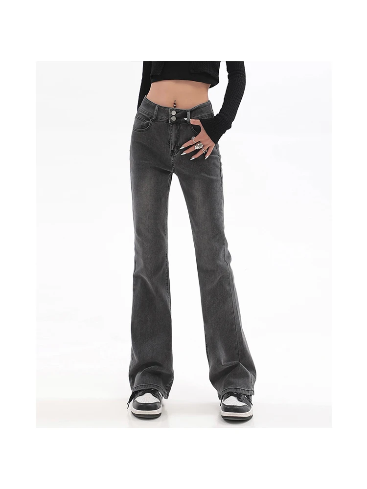

2023 Fashion High Waist Flare Jeans Women's Aesthetic Retro Sexy Denim Sweatpants Streetwear Y2K Harajuku Jeans Trousers