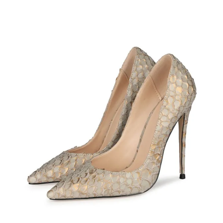 

Sexy Fish Scale grain leather Pointed Toe Pumps Stiletto High Heels Shoes Shallow Slip On Women's Party Dress Shoes