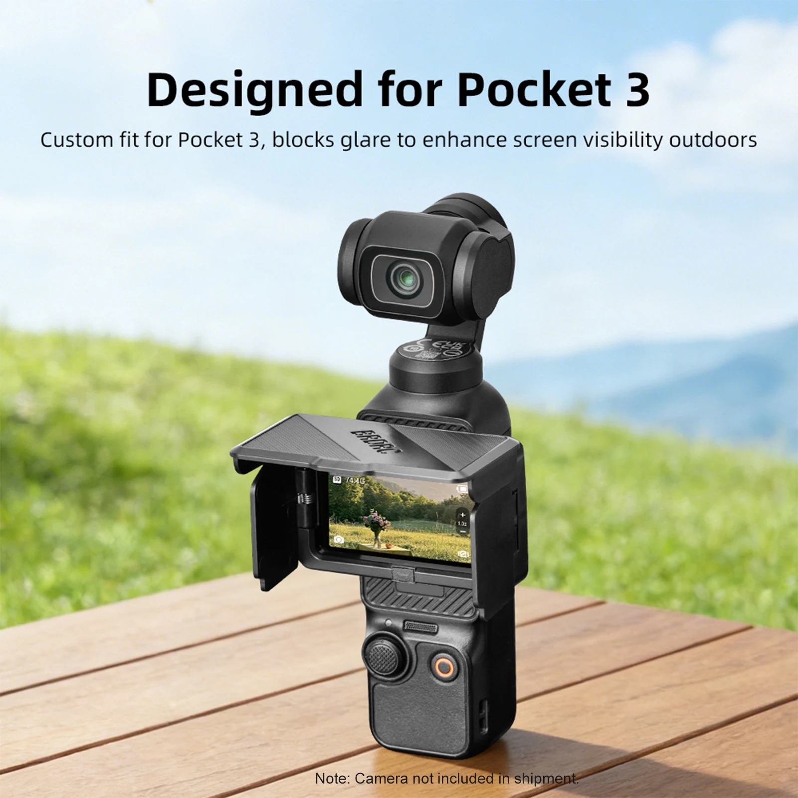 Screen Sunshade Anti-Glare & Sunlight Blocking Sunshade Lens Protective Cover Hood Ultra-Light 15g for DJI Pocket 3 Accessories