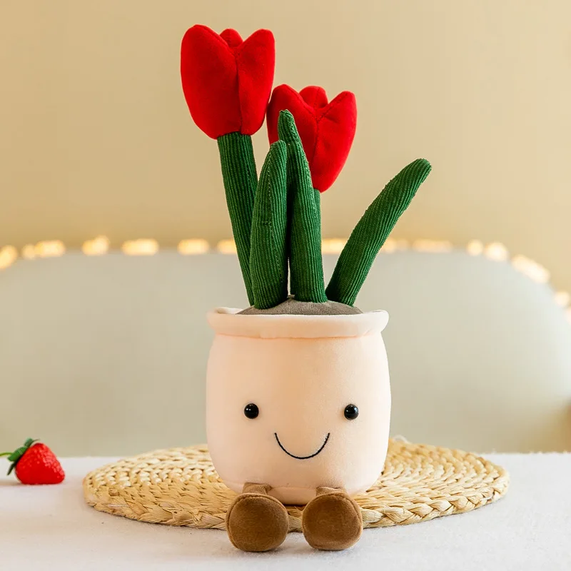 25-35cm Cartoon Plant Pot Series Plush Doll Succulent Tulip Lily Soft Toy Home Decor Cushion for Girls Living Room Bedroom Gift - Bilde 2