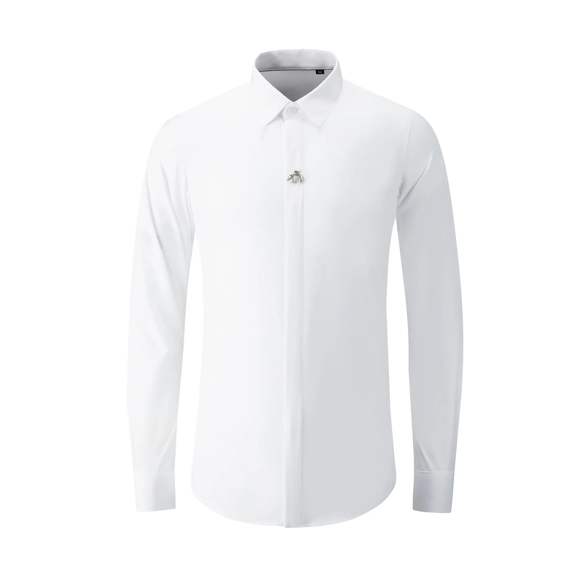 

High Quality Luxury Jewelry Men'S Shirts Band Collar Formal Embroidery Shirt For Men Button Down Shirt