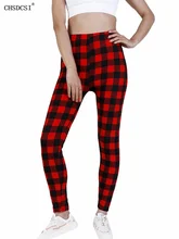 

NDUCJSI Women Black Red Grid Printed Leggings Elastic Sexy Ladies Polyester Tights Workout Spandex Pencil Pants Casual