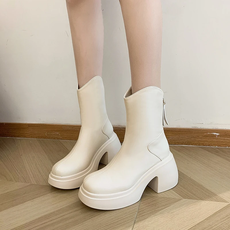

Autumn Winter Designer Knight Boots for Women British Style Ankle Boots Female Fashion Casual Solid Color Platform Shoes Ladies