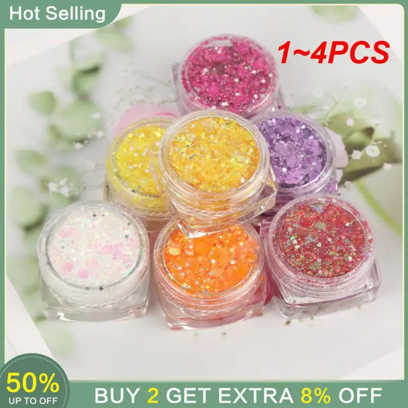 1 ~ 4Pcs Diy Mermaid Vibrant Nail Hair Body Face Eyeshadow Holographic Shimmer Party Festival Glitter