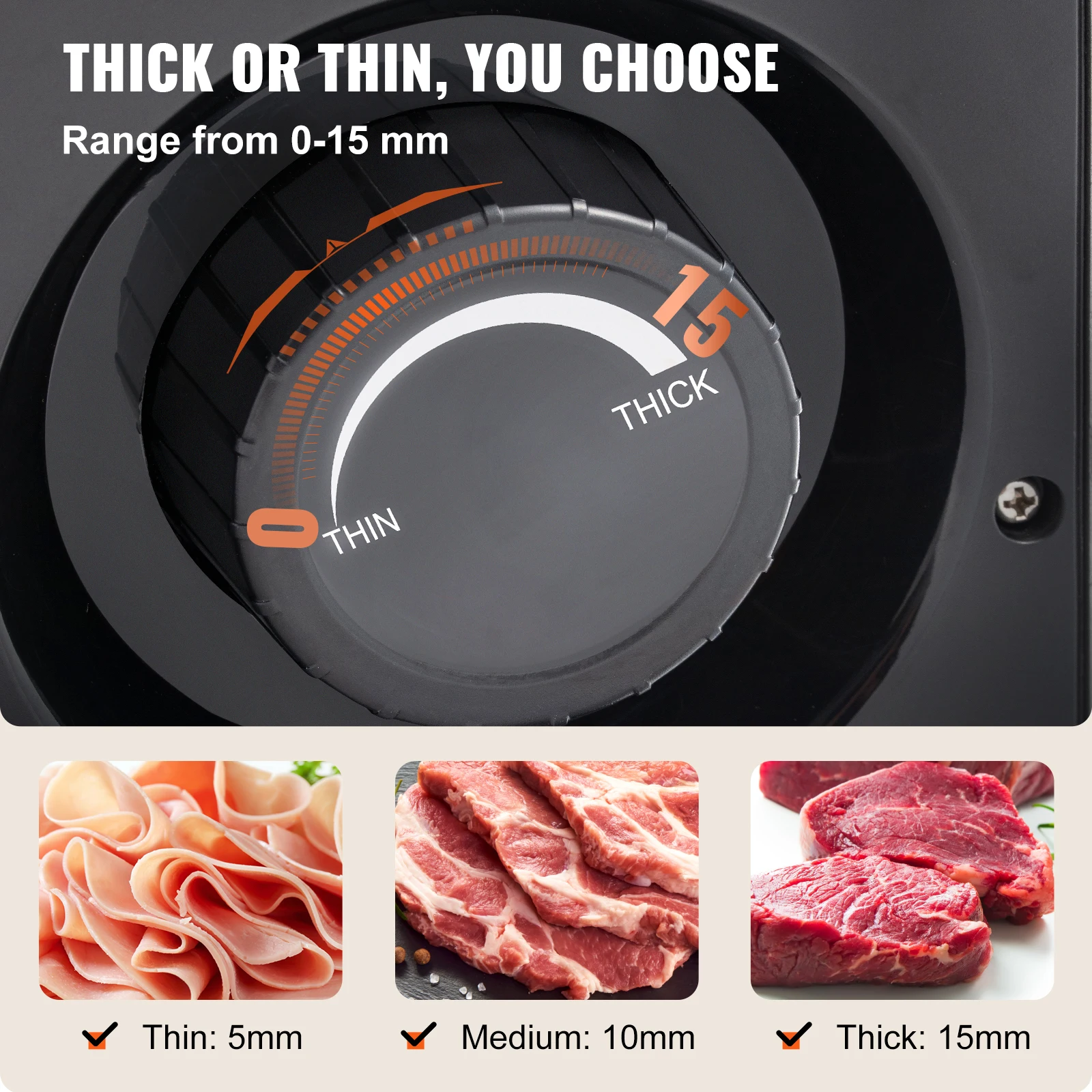 Food Slicer VEVOR 45/200W Electric Meat Slicer for Deli Cold Food Multiprocessor Cutter Grinder Kitchen Beef Commercial
