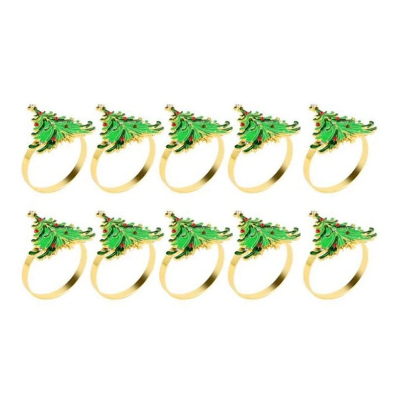 

10 шт., кольца для салфеток в виде зеленой рождественской елки для рождественского обеденного стола-Свадебные приемы, праздничная вечеринка