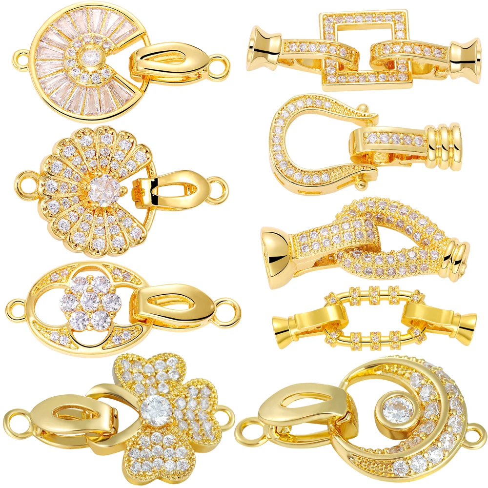 Jewelry Making Accessories Juya Handmade 18K Gold Plated Decoration Connector Fastener Lock Clasps Accessories For DIY Needlework Beading Jewelry Making