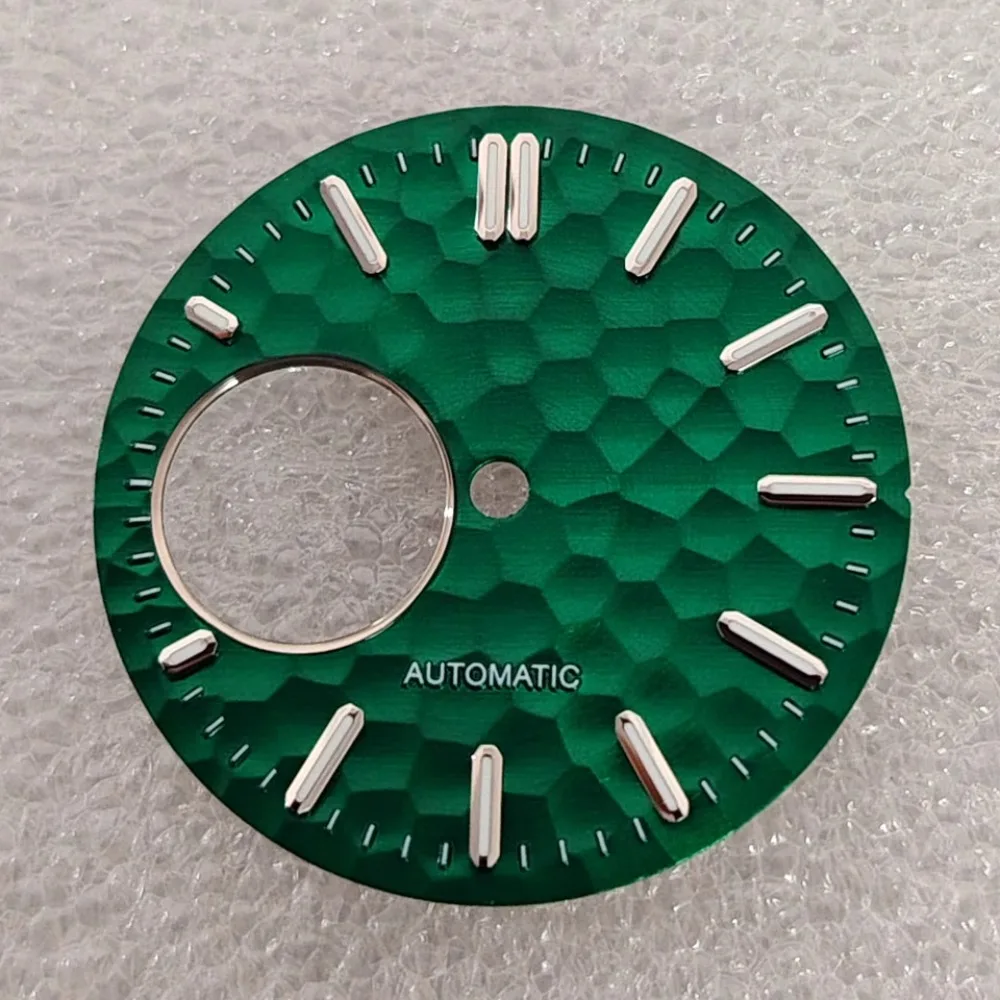 Hammered Texture 28.5mm Watch Dial with Green Luminous Accents
