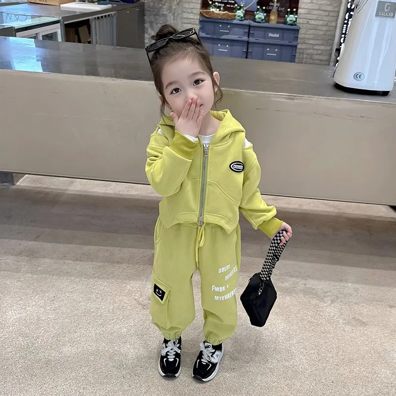 

Autumn Clothing Children Long Sleeve Hooded Jacket Casual Pants Sportswear Western Style Two-Piece Suit Tide