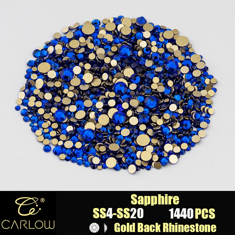 Shiny Gold Back Glass Crystal Rhinestones for DIY Crafts and Nail Art - 1440 Pieces