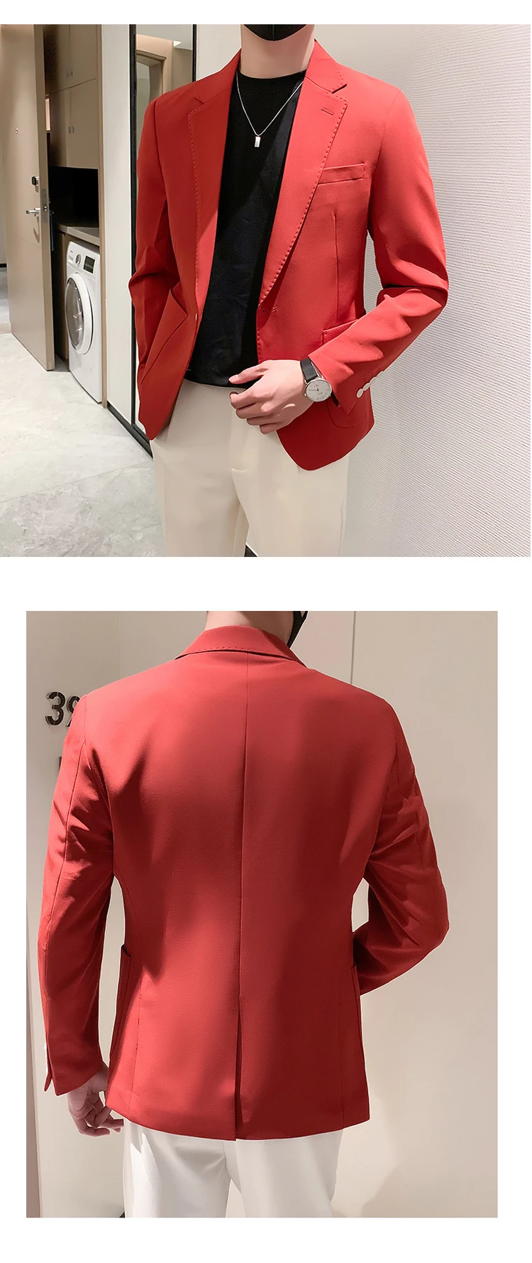 Description Picture 5 of itemThe Main Promotion of New Single-breasted Fashion Slim Suit Jacket Casual All Matching Personality Comfortable Men's Clothing