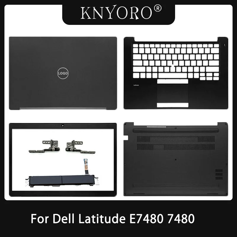 

New Laptop Top Case For Dell Latitude E7480 7480 LCD Back Cover Front Bezel Hinges Palmrest Bottom Lower Case Cover Non Touch