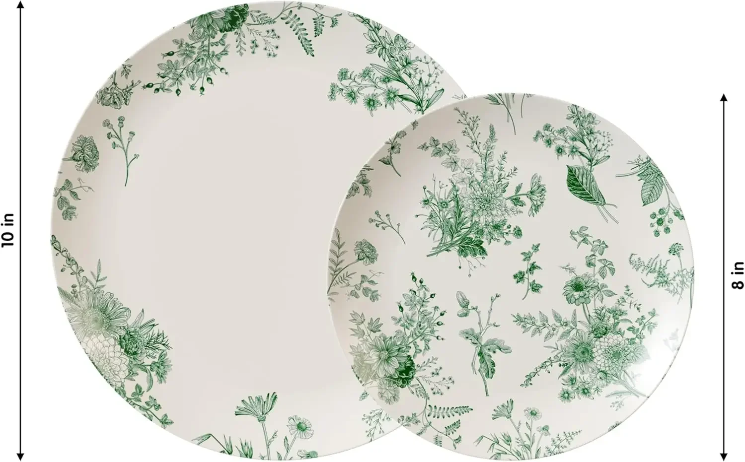 80 Piece Plastic Disposable Plates Set For 40 Guests I 40 X 8 Inch Dessert Plates & X 10 Inch Disposable Plastic