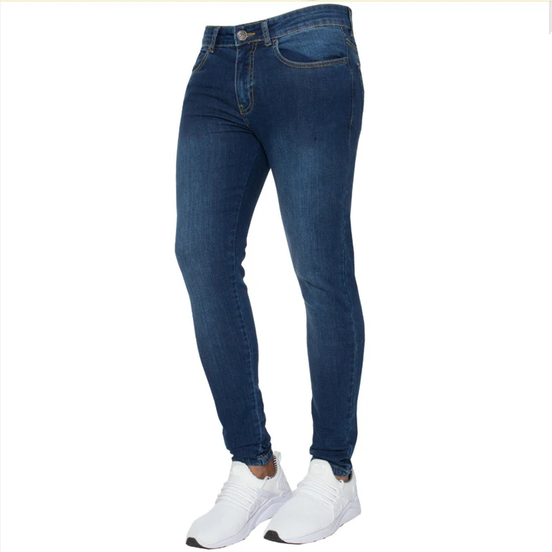 New Men's Stretch Skinny Jeans Fashion Elastic Cotton Slim Denim Pants Male Plus Size Pencil Pants Pure Color Casual Trousers
