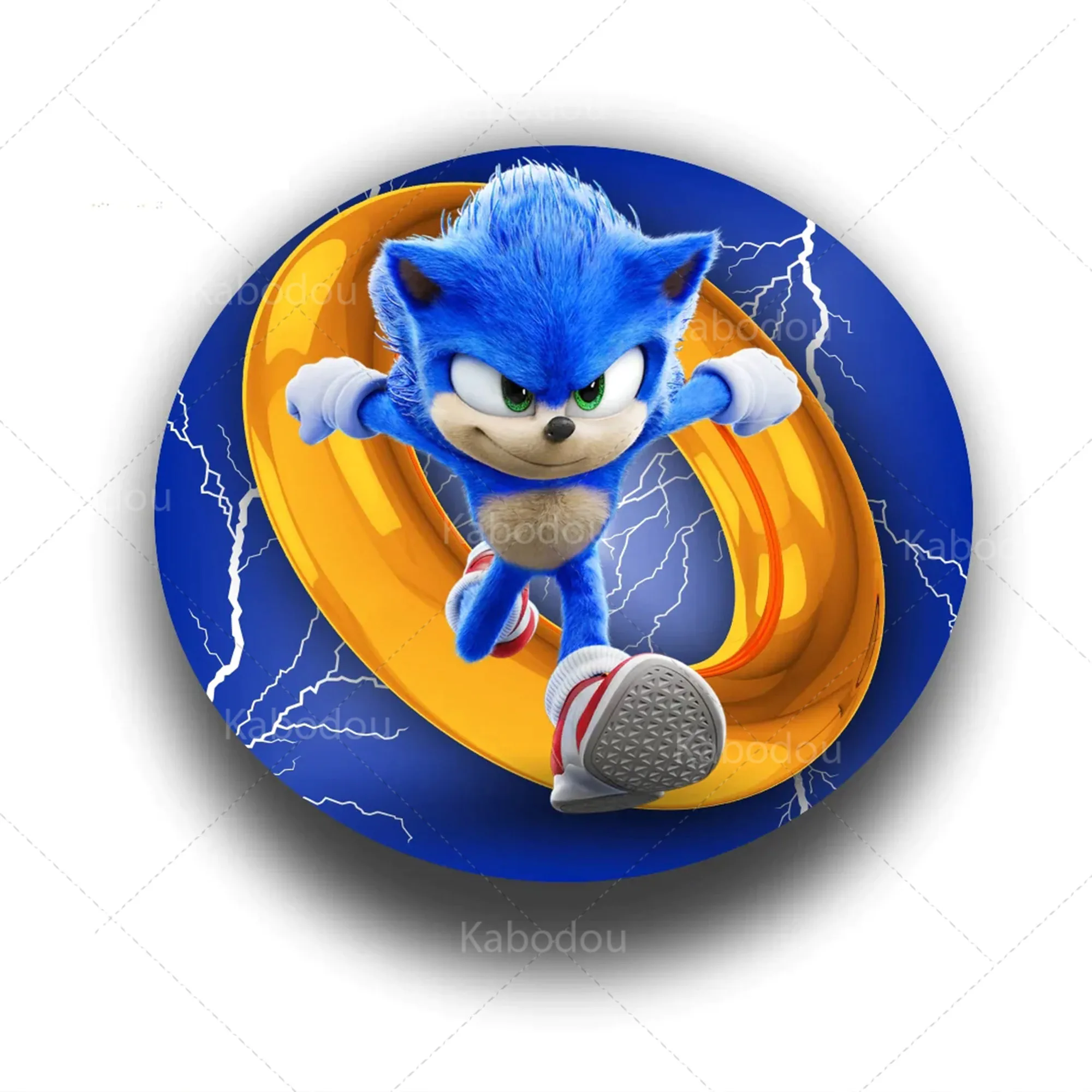 thumbnail image 1 of Fondo redondo de Sonic para niños, decoración de feliz cumpleaños, pancarta de fondo para fotografía, baby shower, cubierta cilíndrica, accesorios de estudio, 1 of 4