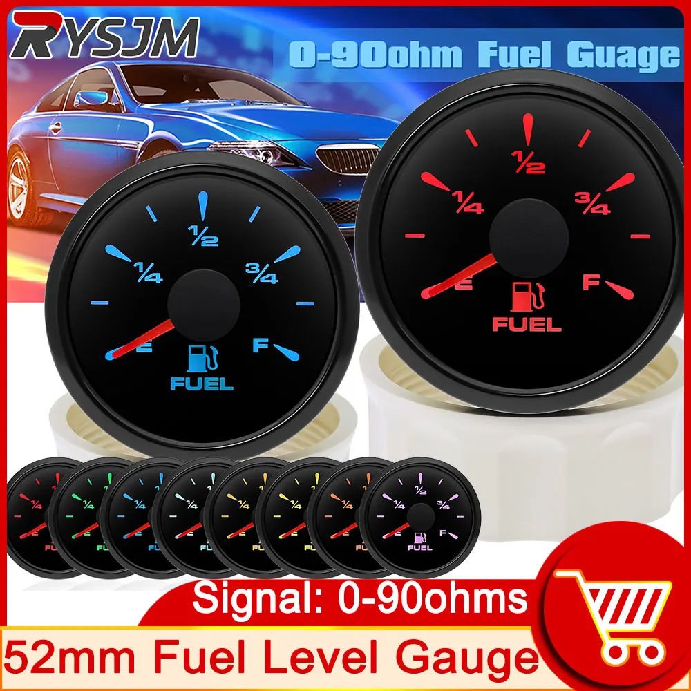 52mm E-1/2-F Pointer Fuel Level Gauge 0-190 Ohm Water Level Gauge 240-33ohm Fuel Oil Level Meter - Foto 3
