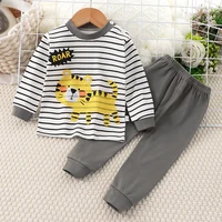 Ensembles de pyjamas en coton unisexe pour enfants, vêtements d'intérieur trempés, motif de dessin animé animal, ours, lapin, garçons, filles, quatre saisons, nouveau 4