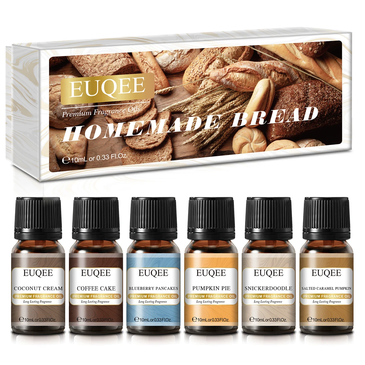 EUQEE Bakery 6PCS Gift Set Fragrance Essential Oil for Aromatherapy Humidifier,Car Diffusion,Hair Care,Candle Making,DIY Soap