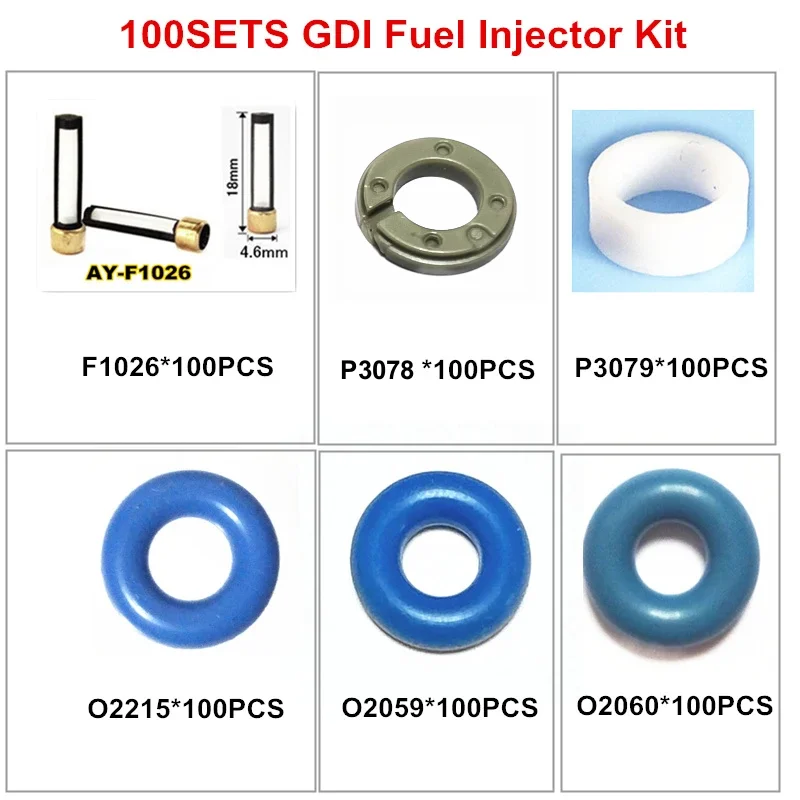 

600 шт. GDI ремонтные наборы деталей топливной форсунки ремонтный набор Сменный фильтр oring tef-lon уплотнительная прокладка (AY-RKGDI)