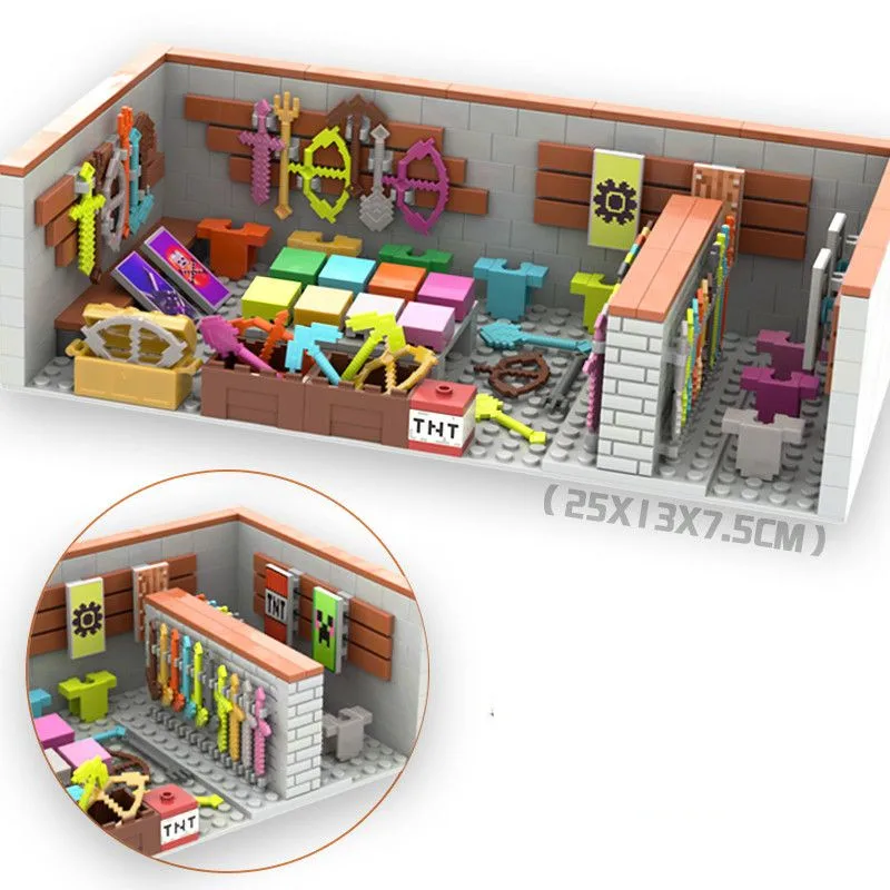 MOC Set Spiel My World Waffen Haus Paket Zubehör Bausteine Spielzeug Kompatibel Steve Cartoon Charaktere Zahlen Ziegel