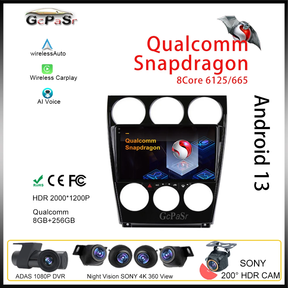 

Qualcomm Android Auto Monitor For Mazda 6 2004 - 2014 Car Autoradio Multimedia Radio Player Video IPS Screen GPS Navigation WIFI