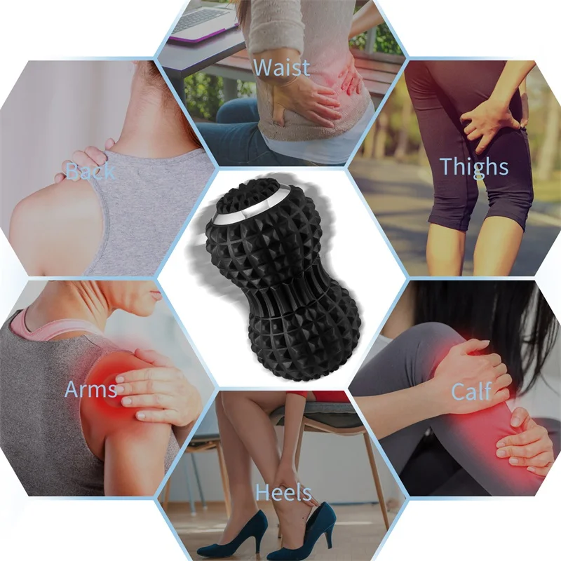 Electric Massage Peanut Ball 4-Speed Vibrating USB Rechargeable Sport Yoga Foam Roller Muscle Relaxation Small Fitness Equipment 6