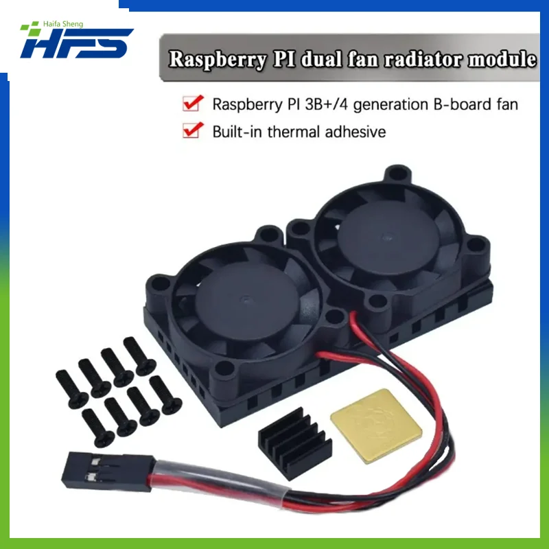Raspberry Pi 4 Modello B,3B + Doppia Ventola Con Kit Dissipatore Pi 4B, Kit Ventola Di Raffreddamento Con Nastro Per Raspberry Pi 4B / 3 B +