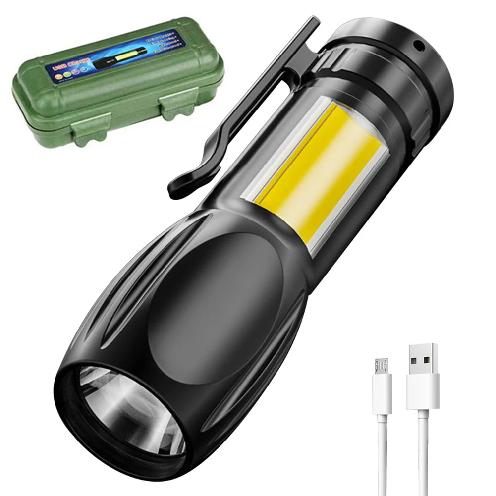 

Portable Torch Light 200LM Mini Pocket LED Flashlight 3 Gear USB Rechargeable 400mAh Battery for Outdoor Hiking Emergency