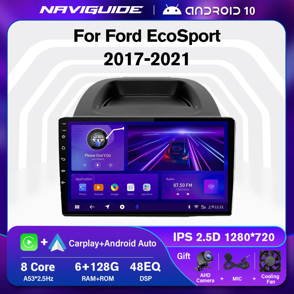NAVIGUIDE P1 6+128G Android Car Radio For Ford EcoSport Eco Sport 2017