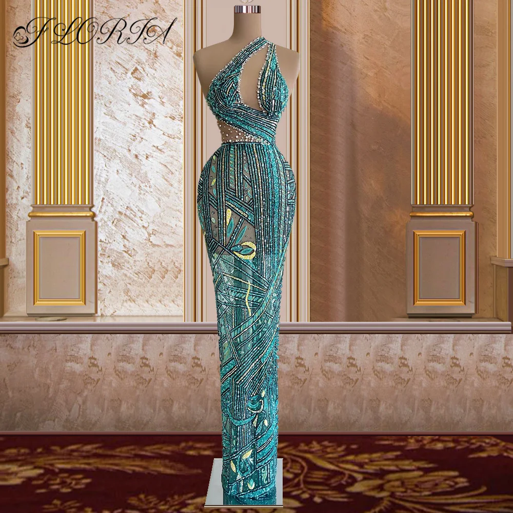 

Арабское вечернее платье с одним плечом и бусинами, роскошное длинное платье-футляр с блестками и кристаллами, официальные платья для выпускного вечера, Свадебная вечеринка, 2022, халаты