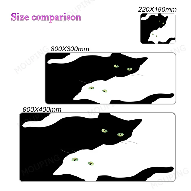 Kawaii Cat Mouse Pad Pink 90x40 Black and White with Cats Xxl Desk Mat Catpaw Mousepad Large Computer Slipmat Anime Accessories 10
